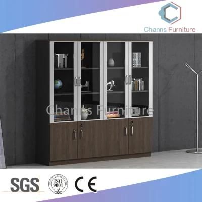 Modern Furniture Black Office Rack File Cabinet with Aluminum Glass Doors (CAS-FC31406)