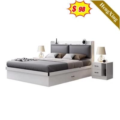 Wood Home Hotel Furniture Bedroom Set Wardrobe Upholstered Leather Headboard King Size Queen Double Single Beds