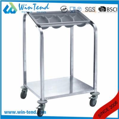 Factory Stainless Steel Kitchen Service Cutlery Tray Dish Trolley