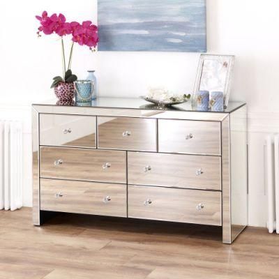 2021 Compact Modern Simple Europe Chinese Venetian Mirrored Large Wide 3 Over 4 Chest of Drawers