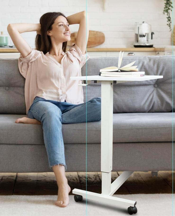 Mobile Laptop Stand Cart Rolling Table Height Adjustable Computer Desk