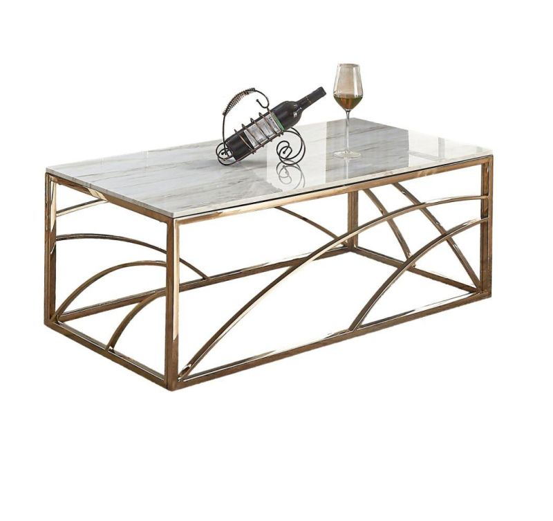 Wholesale Home Bedroom Outdoor Furniture Tempered Glass Coffee Table with Stainless Steel Frame for Living Room