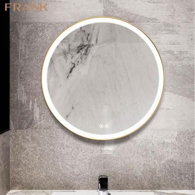 IP44 Decorative Round Aluminum Framed Wall Bathroom Mirror for Hotel