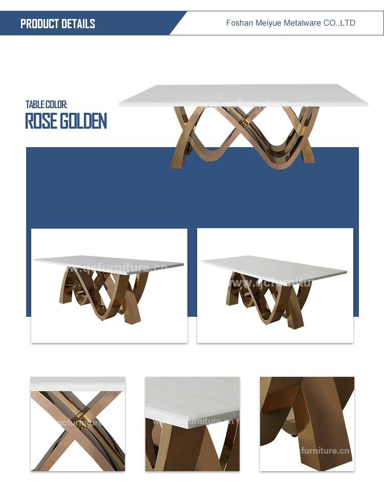 Modern Metal Base Mrable Dining Table Set