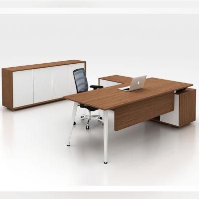 Melamine Surface L Shape Luxury Veneer Modern Wooden Executive Manager Office Desk