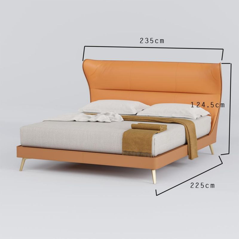 Classical European Home Furniture Sofa Bed Set Wooden Frame Modern Gold Metal Leg Bedroom Bed