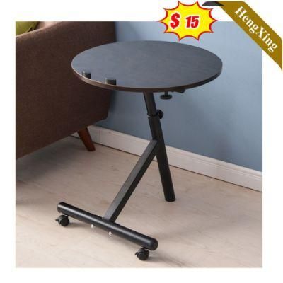 Dark Black Color Cheap Price Wooden Wholesale Office School Furniture Round Table with Metal Leg