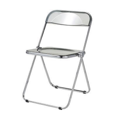 Home Outdoor Furniture Stackable Folding Chairs PC Acrylic Plastic Dining Chair with Chromed Legs
