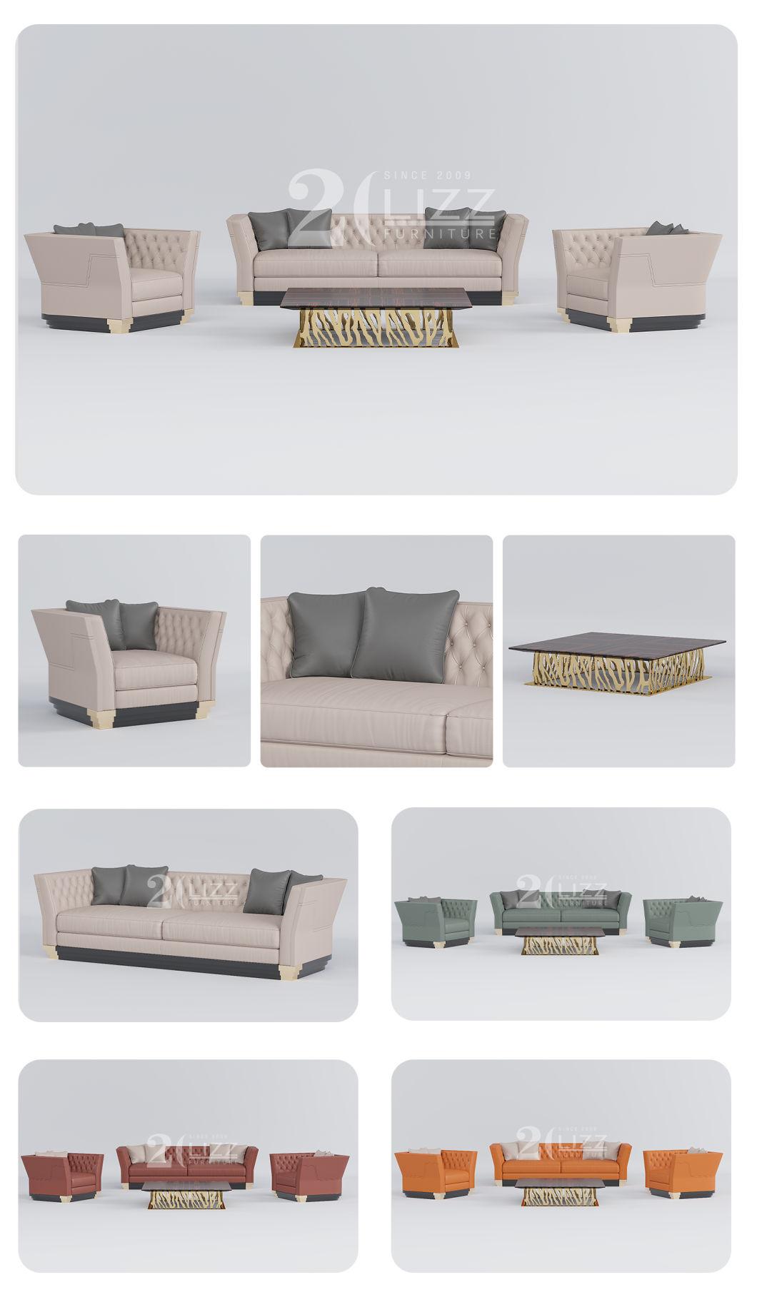 Nordic Modern Design Sectional 1+2+3 Geniue Leather Sofa Set with Good Quality for Home Hotel