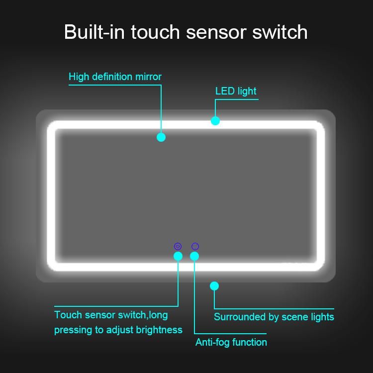 LED Wall Mounted Fogless Shower Full Length Mirror for Bathroom