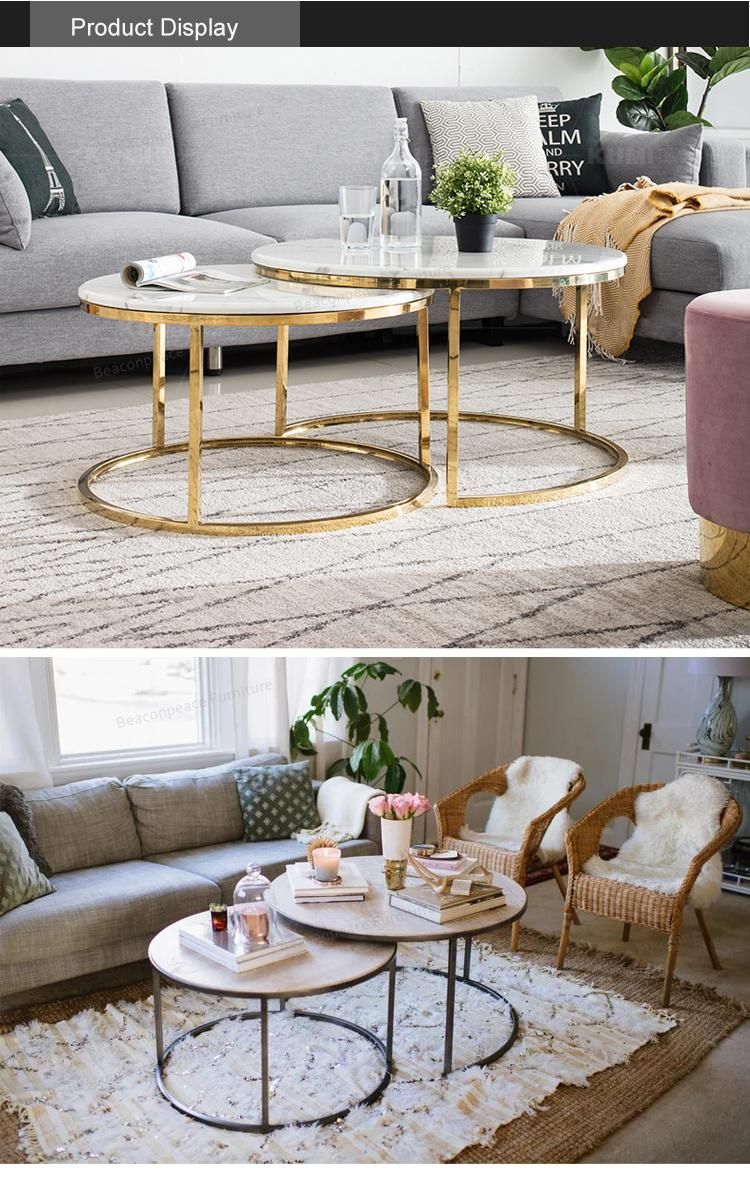Modern Marble Luxury Brass Frame Smart Coffee Table