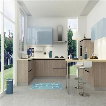 Modern Solid Wood Melamine Board Modular Kitchen Cabinet Design