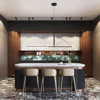 Custom Plywood Melamine Full Flat Pack Kitchen Set Design Wood Black White Modern Kitchen Cabinet Luxury