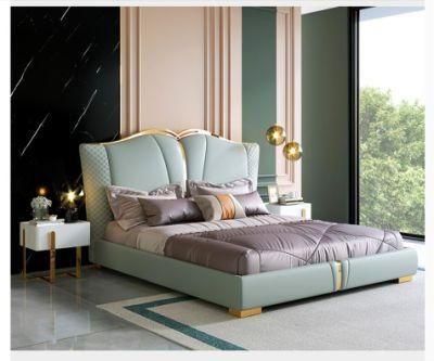 Modren Light Green Leather Sofa Bed Furniture
