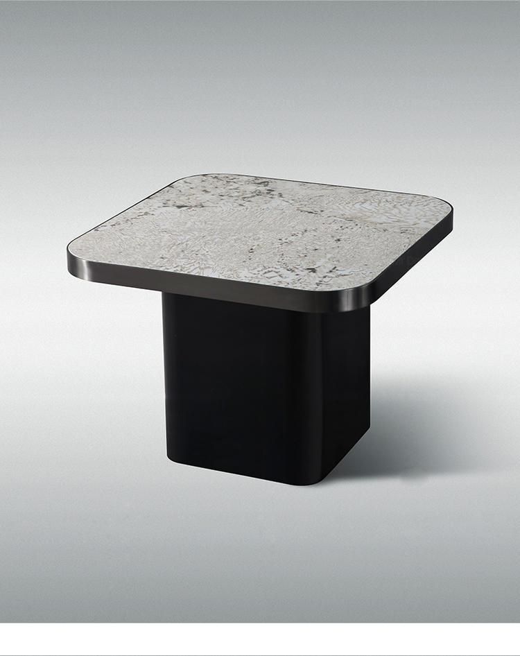 Home Furniture Titanium Rectangle Black Marble Sintered Stone Coffee Table