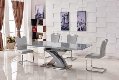 Nordic X Shape MDF Tempered Glass Home Furniture Dining Table