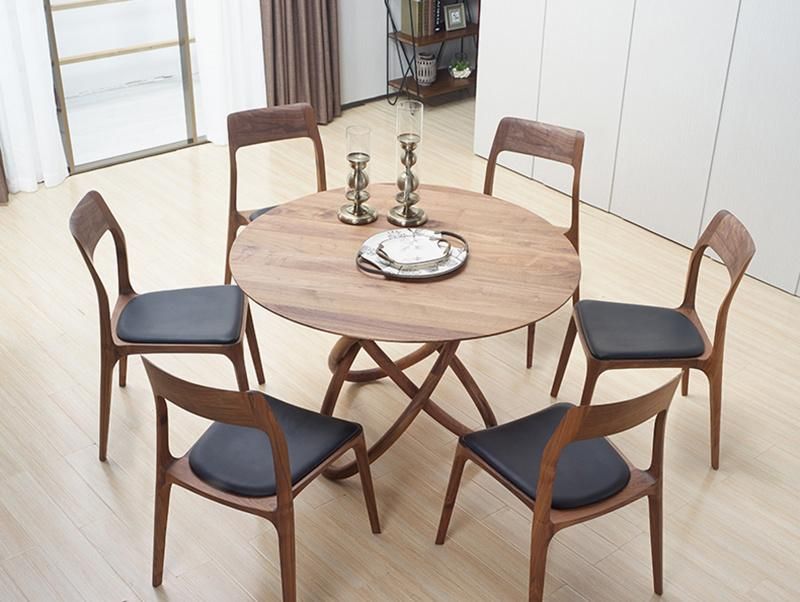 Solid Wood Furniture Modern Round Kitchen Wooden Dining Table Set