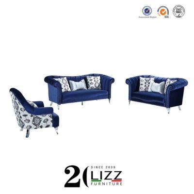 Home Luxury Leisure Sectional Velvet Fabric Sofa Chair Living Room Furniture Set