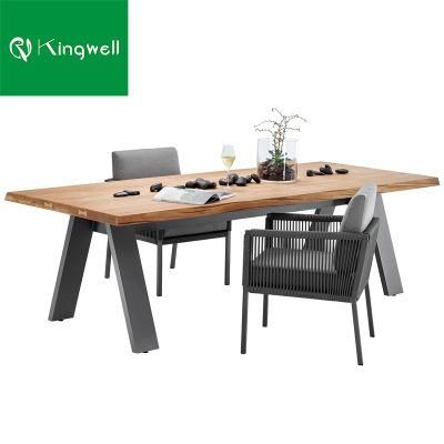 Unique Modern Design Restaurant Outdoor Teak Rope Garden Furniture Dining Table Set