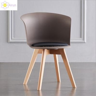 Nordic Simple Solid Wood Dining Chair with Cushion Colorful Restaurant Hotel Club Shopping Mall Waiting Negotiation Reception Chair