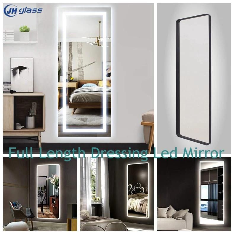 5mm Silver Coating Frameless Wall Mounted Full Length Large Size Dining Room LED Mirror