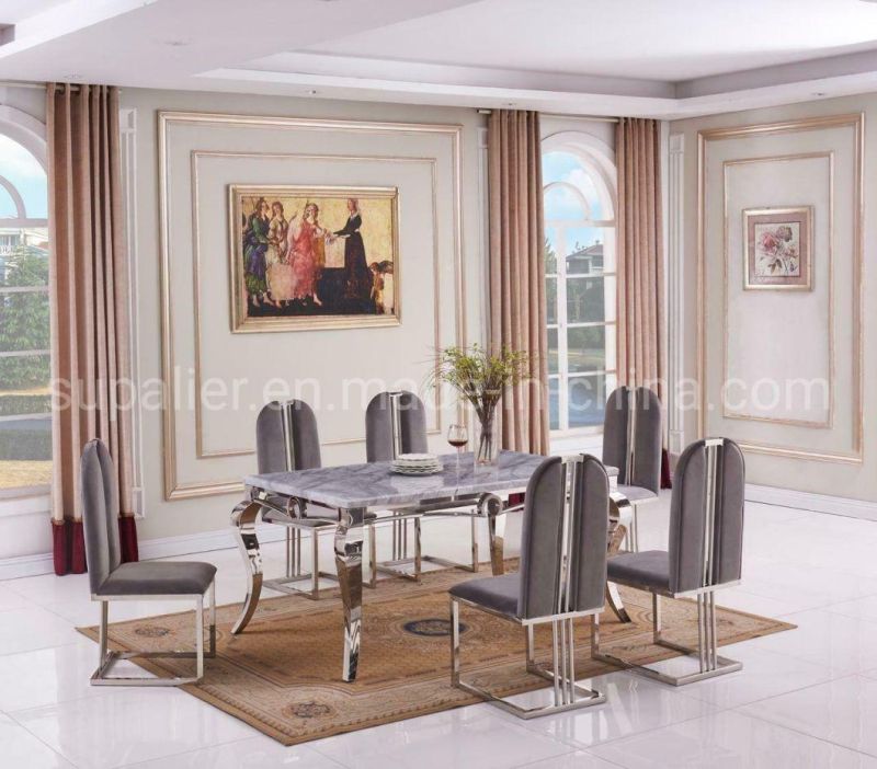 Home Furniture Luxury Dining Room Set 6 Seater Marble Table