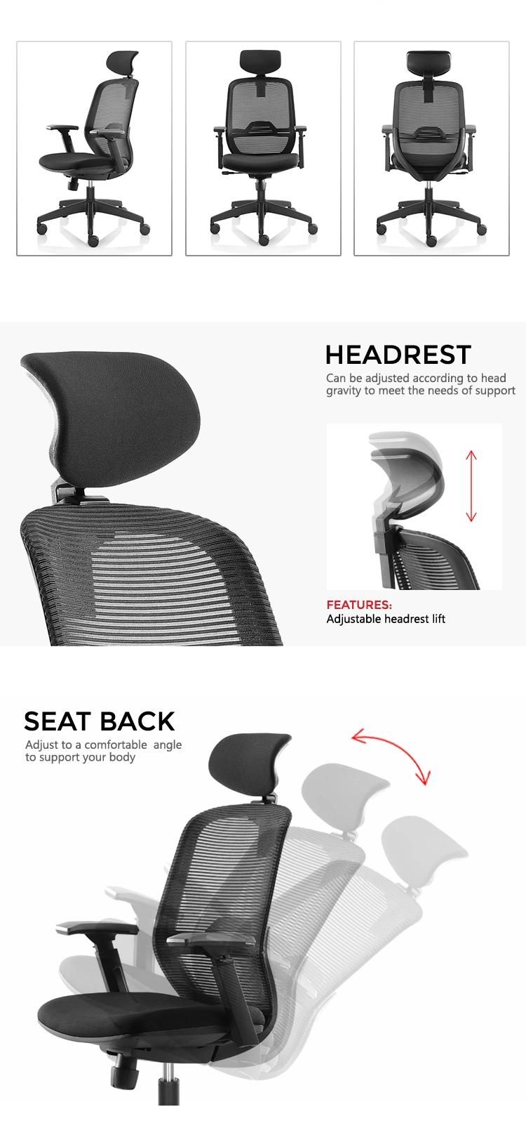 Classic Luxury Modern Multi-Functions Black MID-Back General Staff Mesh Office Swivel Chair Computer Desk Office Chair