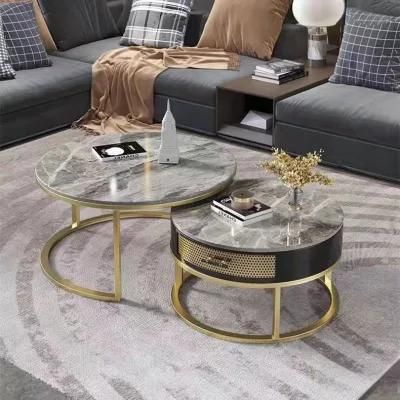 Slate Coffee Table High-End Size Round Combination Simple Modern Home Living Room Multi-Functional Size Apartment Round Table