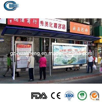 Huasheng Modern Bus Shelter China Bus Stop Glass Shelter Manufacturers Custom Made Stainless Steel Bus Station Shelter