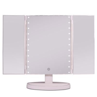 Manufacturer Tri-Fold Lighted Vanity Makeup Mirror with Organizer Girl&prime;s Gift