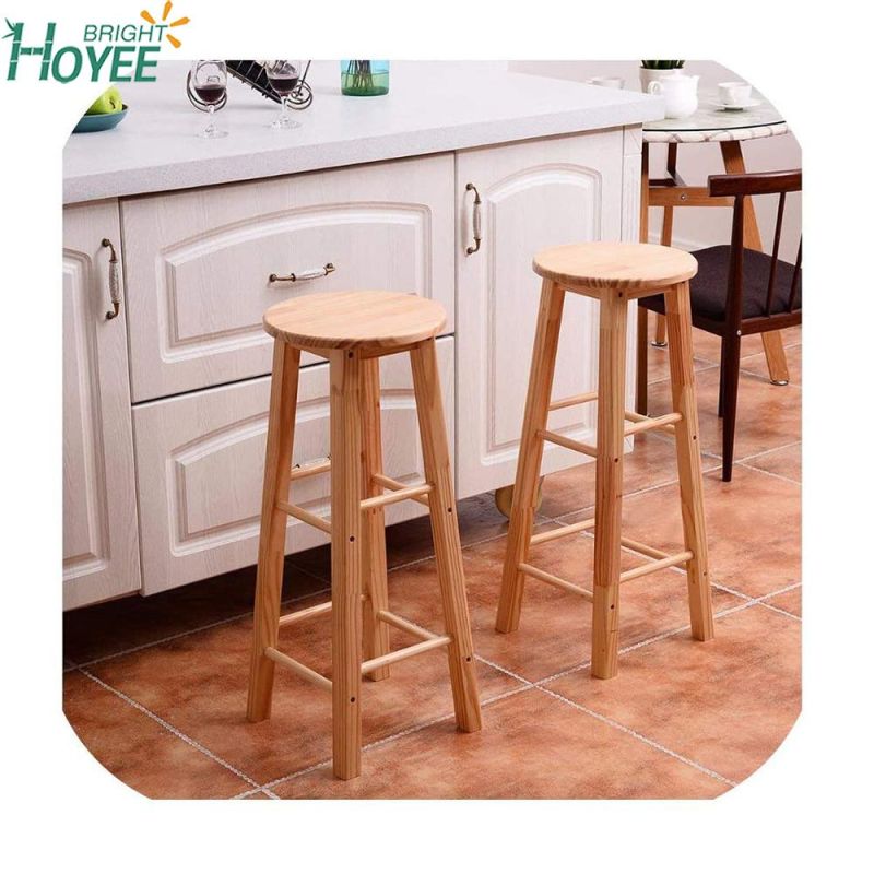 Round 29" Bar Stools Wood Bistro Dining Kitchen Pub Chair