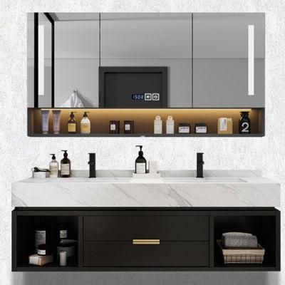 Luxury Classic Modern Designs MDF Solid Wooden Bathroom Cabinet with Locker Set