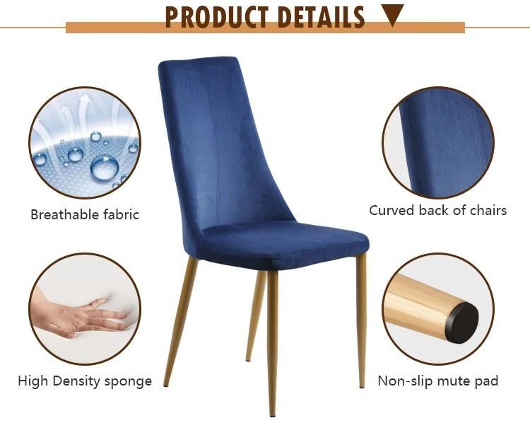 High Quality Color Optional Fabric High Back Wooden Legs Dining Chair