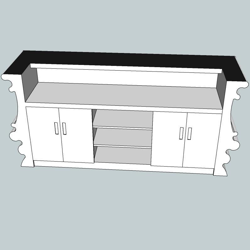 Customized Curved Diamond Shape White Corian Modern Bar Counter in Marble