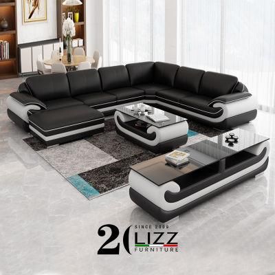 Italian Leisure Furniture Genuine Leather Corner Sectional Sofa