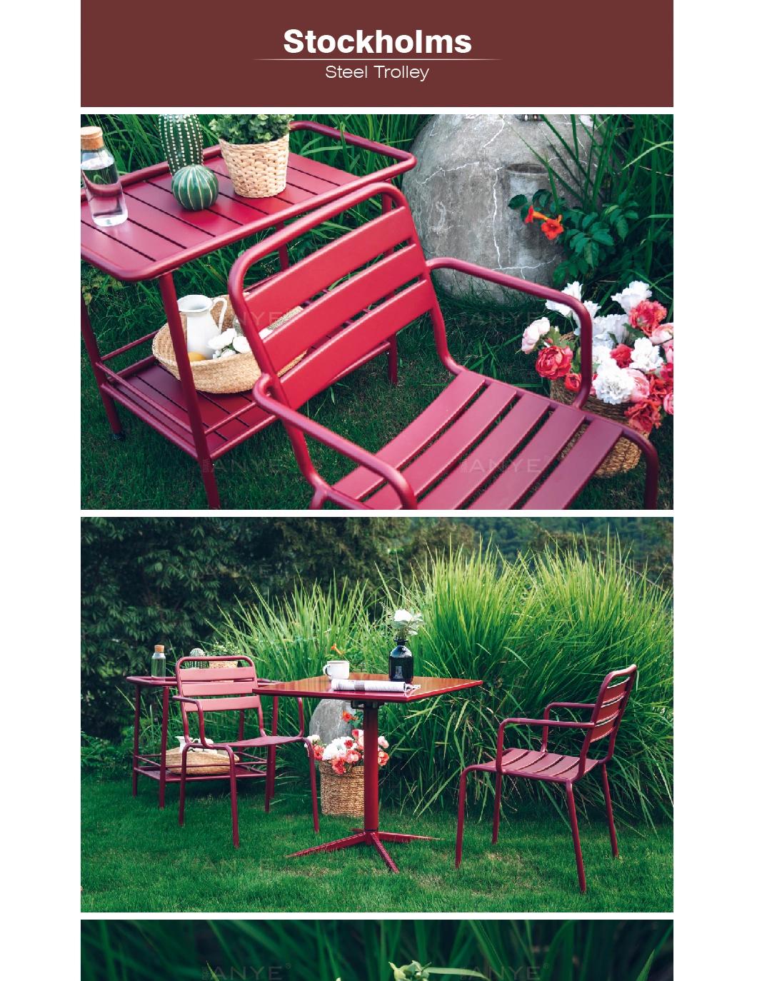 Outdoor Modern Garden Accessory Drink Storage Dining Cart Flower Pot Stand Furniture