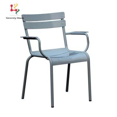Modern Cafe Furniture Outdoor Zinc Coat Aluminum Bistro Dining Chair with Arm