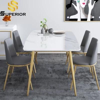 1.5 Meter Durala Marble Gold Dining Table with 4 Seater