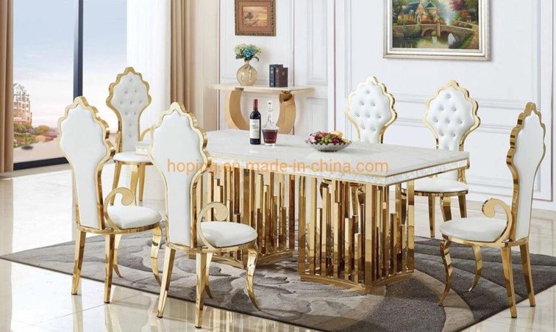 Modern Gold and White Chairs Mesas Y Sillas Weding Chair Mesas Y Sillas Comedor Hot Sale High Quality Stackable Metal Banquet Chair Dining Furniture