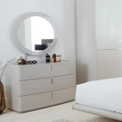 Nova Bedroom Modern Furniture Grey Gloss 3 Drawer Dresser and Dressing Stool