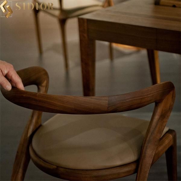 High Foam Fabric Modern Low Back Solid Wood Dining Chairs for Home