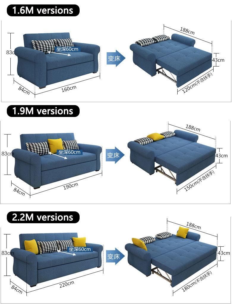 Modern Couches Minimalist Dual Purpose Double Folding Sofa Bed for Living Room 7250