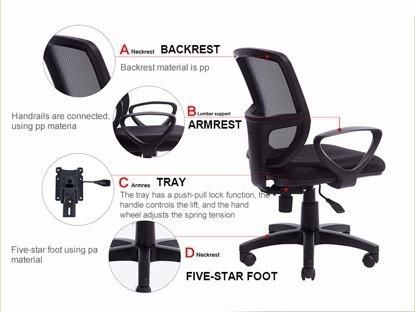 Stationary Black Mesh Red Office Chair No Wheels for Conference Room Customized