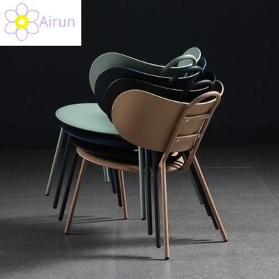 High Quality Kitchen Modern Yellow White Pink Metal Leg Armless Dining Plastic Chairs