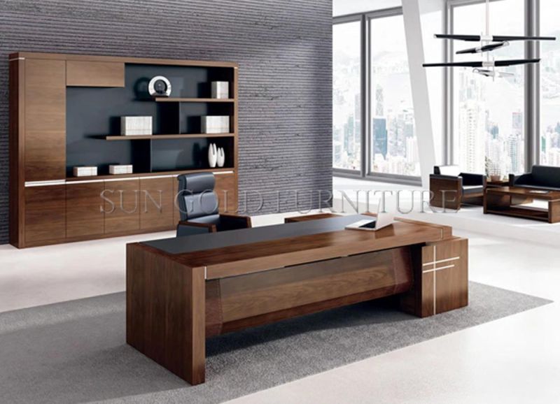 Modern Chinese Office Furniture Panel Black Executive Desk Table