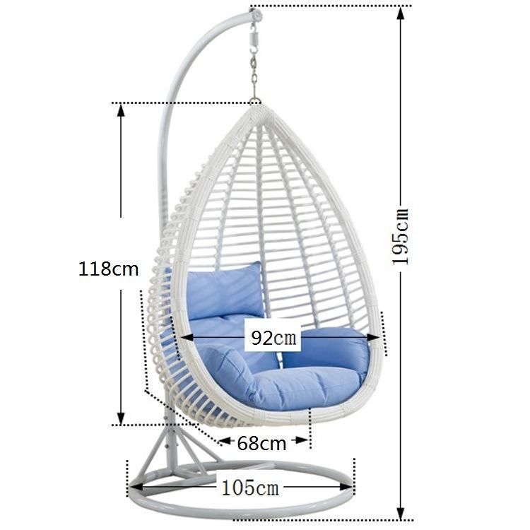 Hot Sell Modern Green Outdoor Hanging Rattan Chair Leisure Wicker Patio Swing Double Chair