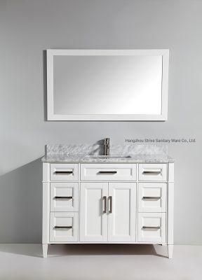 Classical White Color American Oak Wood Modern Bathroom Cabinet