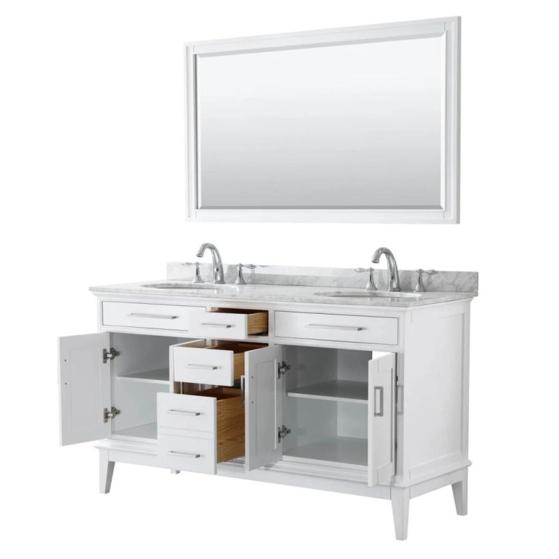 60" Double White Color Bathroom Vanity