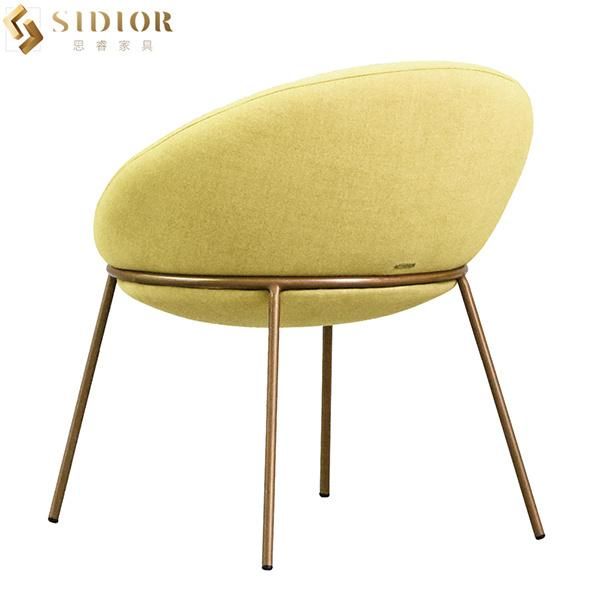 Yellow Fabric Ultra Modern Dining Chairs with Stainless Steel Legs