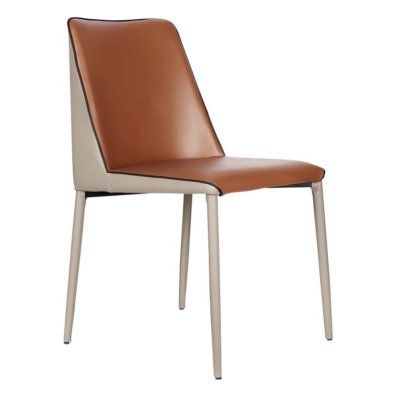 China Wholesale Modern Metal Frame Leisure Upholstered Leather Dining Chairs